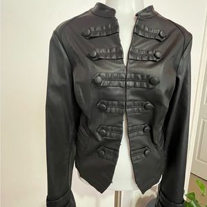 White House, Black market black jacket waxed denim military style size 10